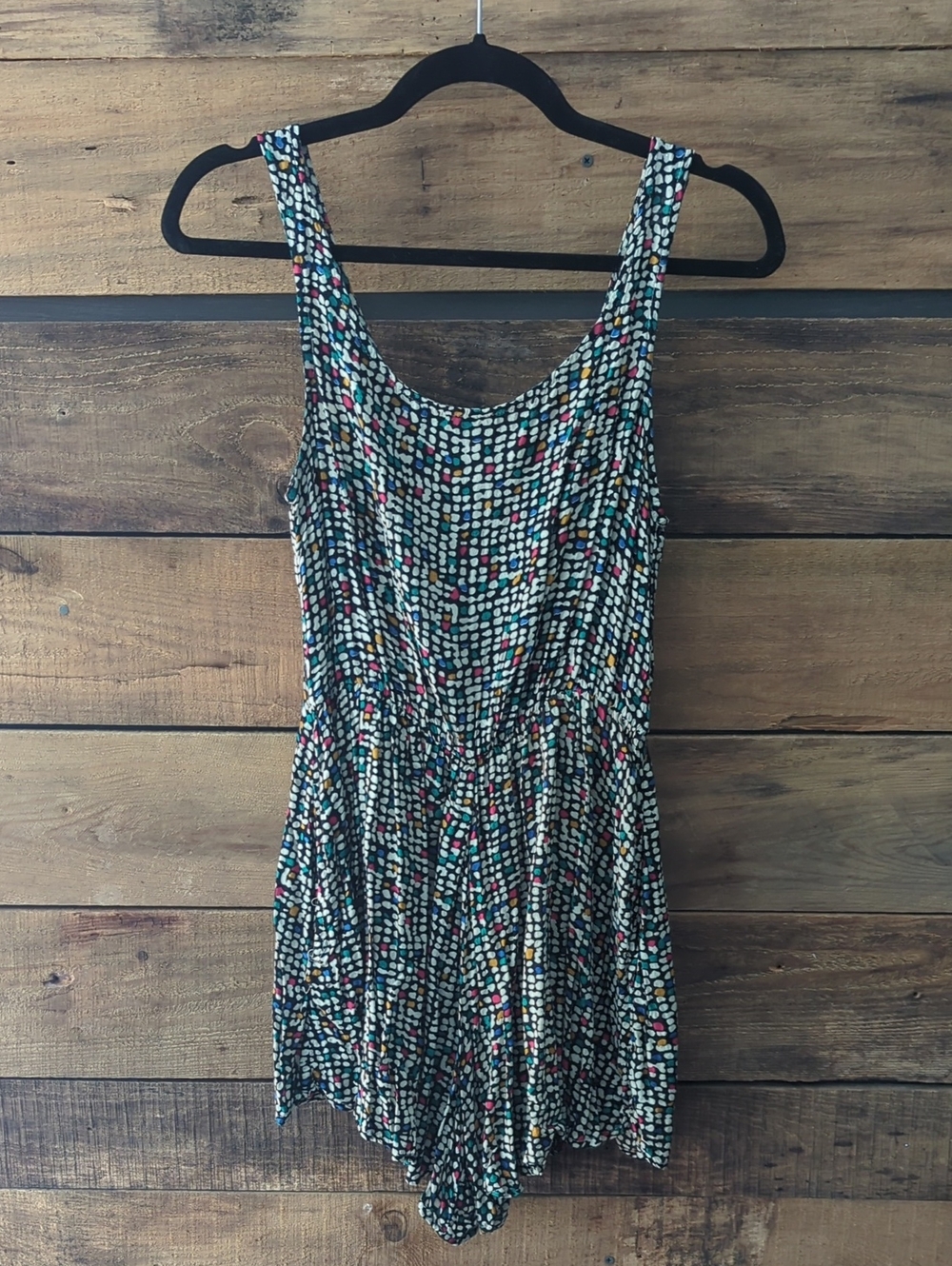 Sleeveless Multicolor Dot Print Summer Romper